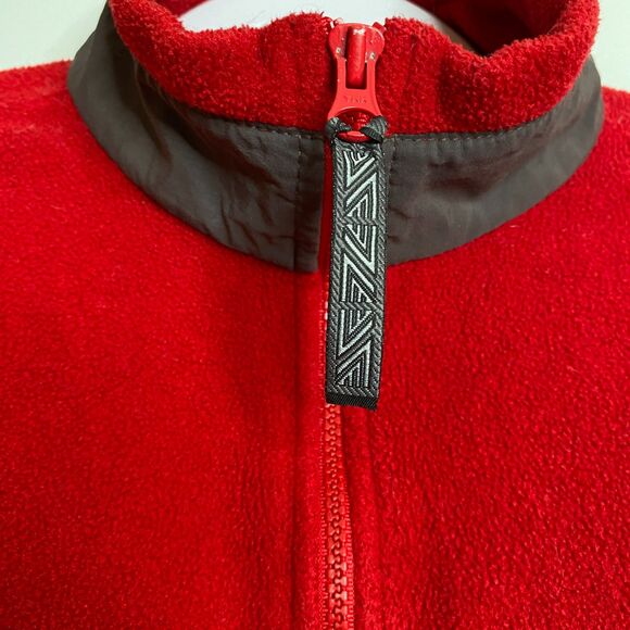 VTG Lands' End Red Polartec Full Zip Fleece Jacket Pockets Womens Size M(10-12) - Picture 5 of 12